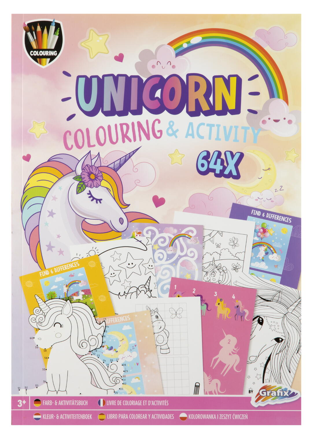 CARTE DE COLORAT CU ACTIVITATI - UNICORN - GRAFIX (150068) - Libelula Vesela - Carti