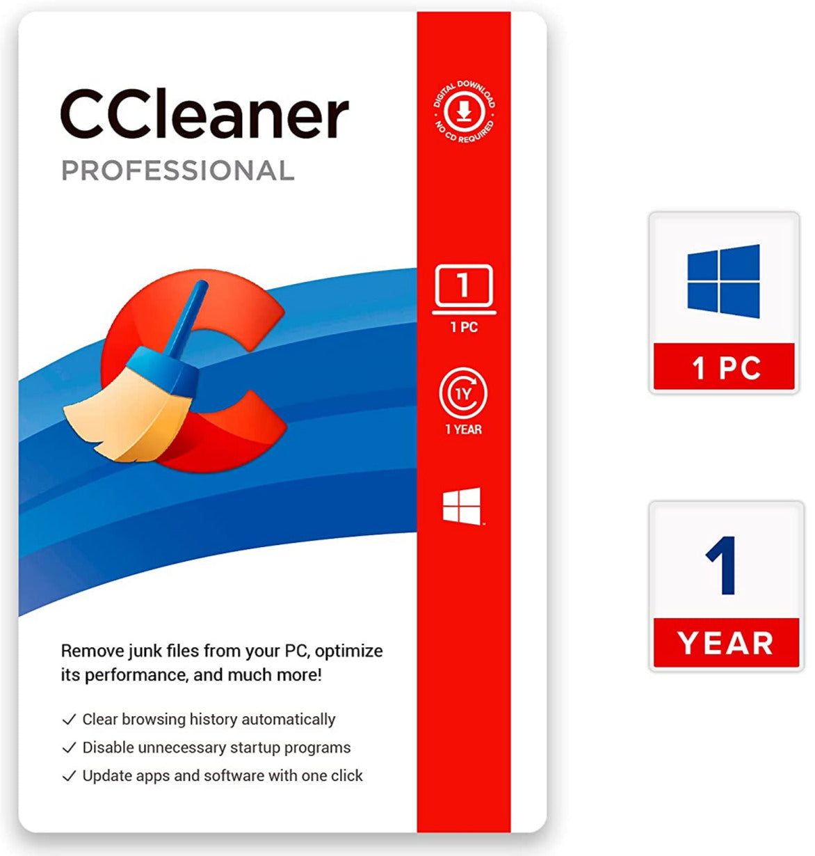 CCLEANER PROFESSIONAL - PC - 1 DEVICE / 1 YEAR - OFFICIAL WEBSITE - MULTILANGUAGE - WORLDWIDE - Libelula Vesela - Software