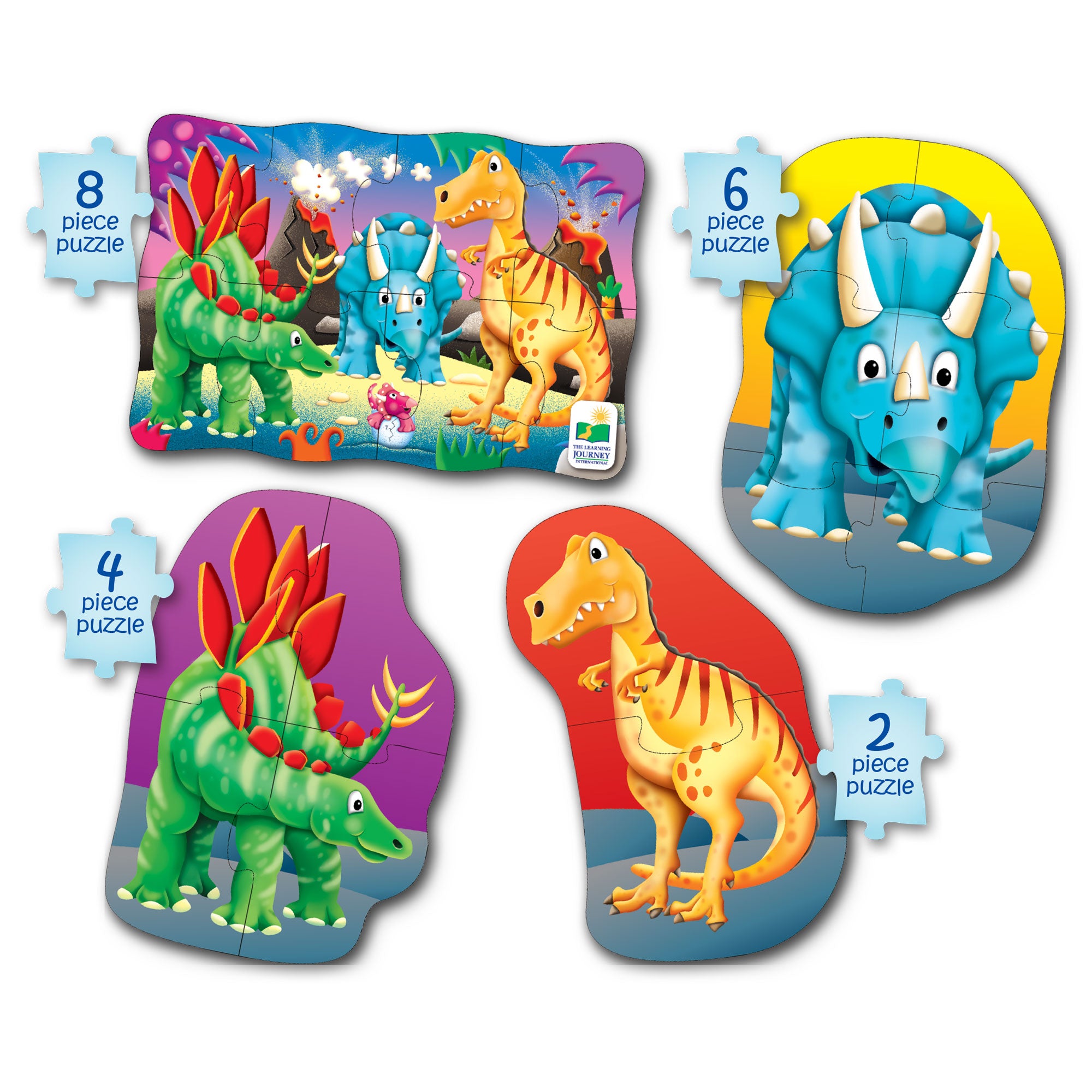 SET PRIMELE MELE 4 PUZZLE-URI DINOZAURI - THE LEARNING JOURNEY (TLJ629277) - Libelula Vesela - Jucarii