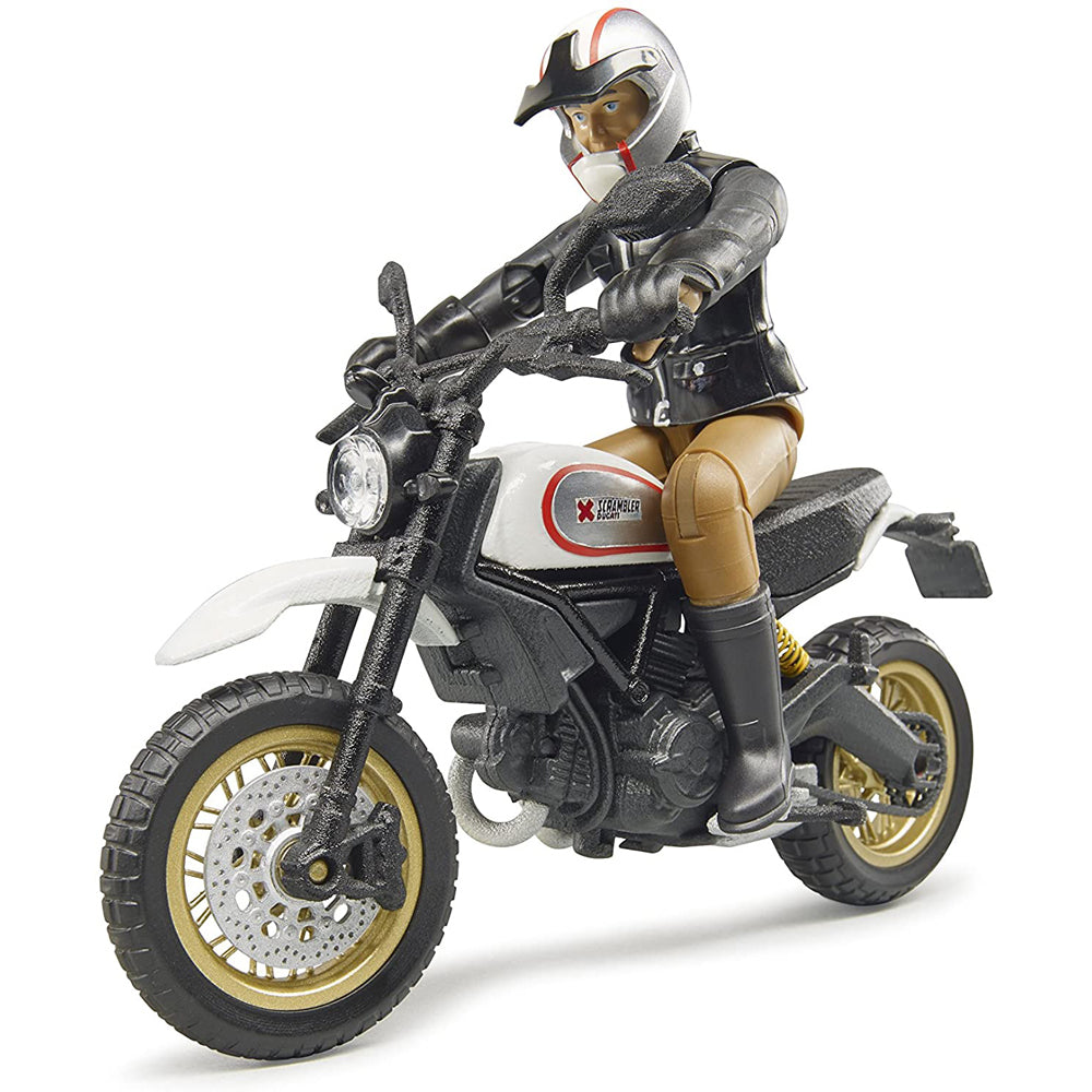 MOTOCICLETA SCRAMBLER DUCATI DESERT CU SOFER - BRUDER (63051) - Libelula Vesela - Jucarii