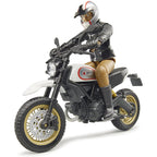 MOTOCICLETA SCRAMBLER DUCATI DESERT CU SOFER - BRUDER (63051) - Libelula Vesela - Jucarii