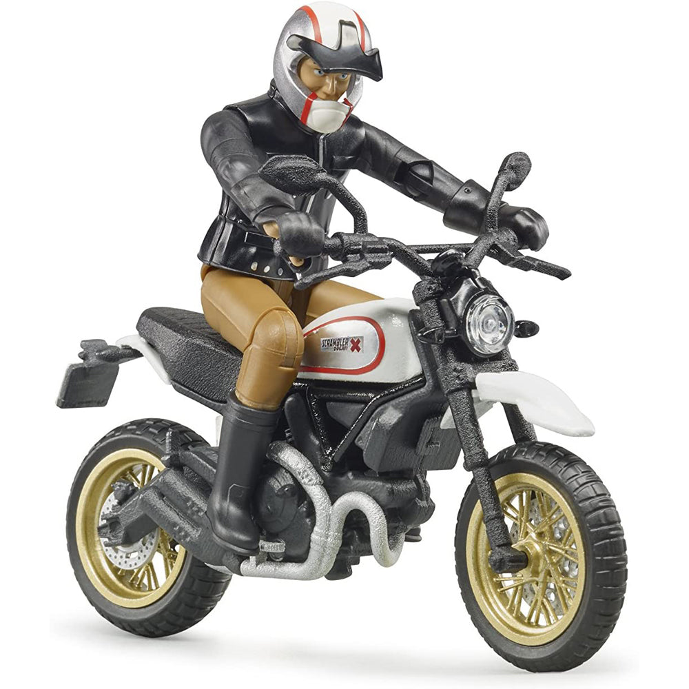 MOTOCICLETA SCRAMBLER DUCATI DESERT CU SOFER - BRUDER (63051) - Libelula Vesela - Jucarii