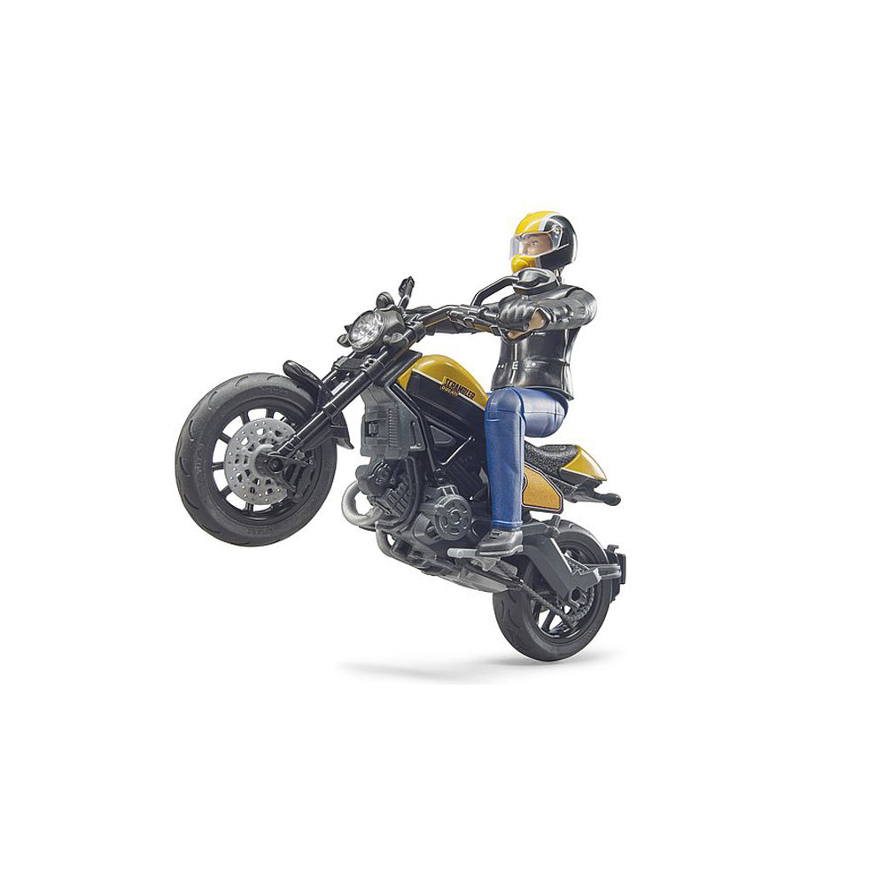 MOTOCICLETA SCRAMBLER DUCATI FULL THROTTLE CU SOFER - BRUDER (63053) - Libelula Vesela - Jucarii