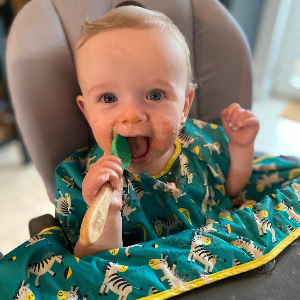 BAVETA MANECI SCURTE CU VENTUZE - ZEBRE VESELE - TIDY TOT (SSCCDZ) - Libelula Vesela - Puericultura