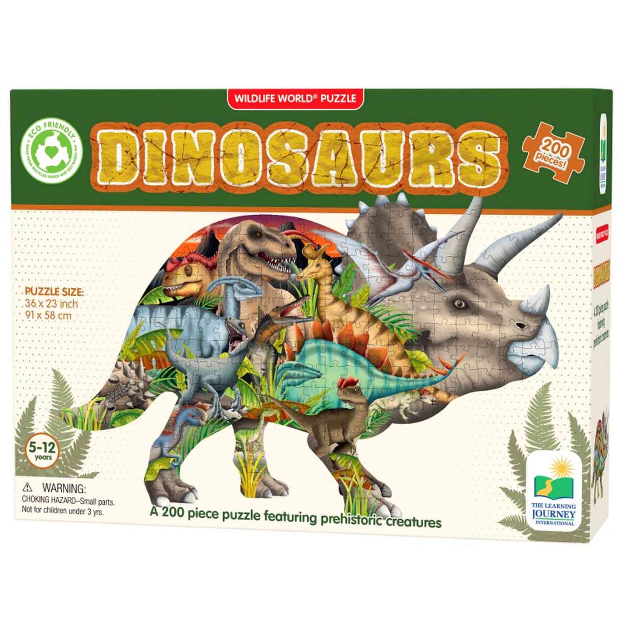 PUZZLE DINOZAURI 200 PIESE - THE LEARNING JOURNEY (TLJ223413) - Libelula Vesela - Jucarii