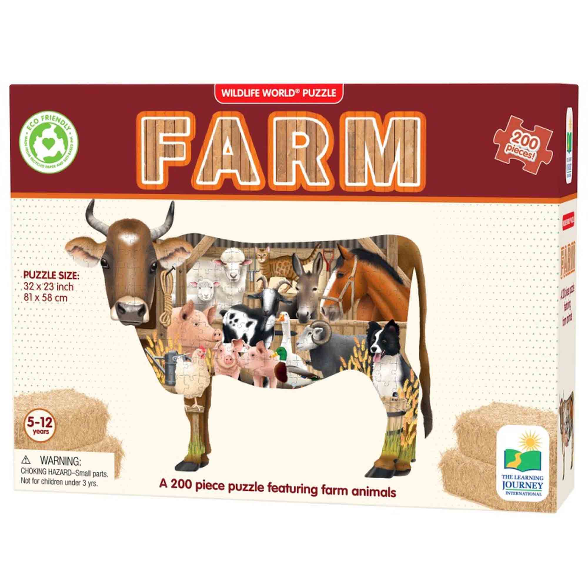 PUZZLE ANIMALE DE LA FERMA 200 PIESE - THE LEARNING JOURNEY (TLJ225714) - Libelula Vesela - Jucarii