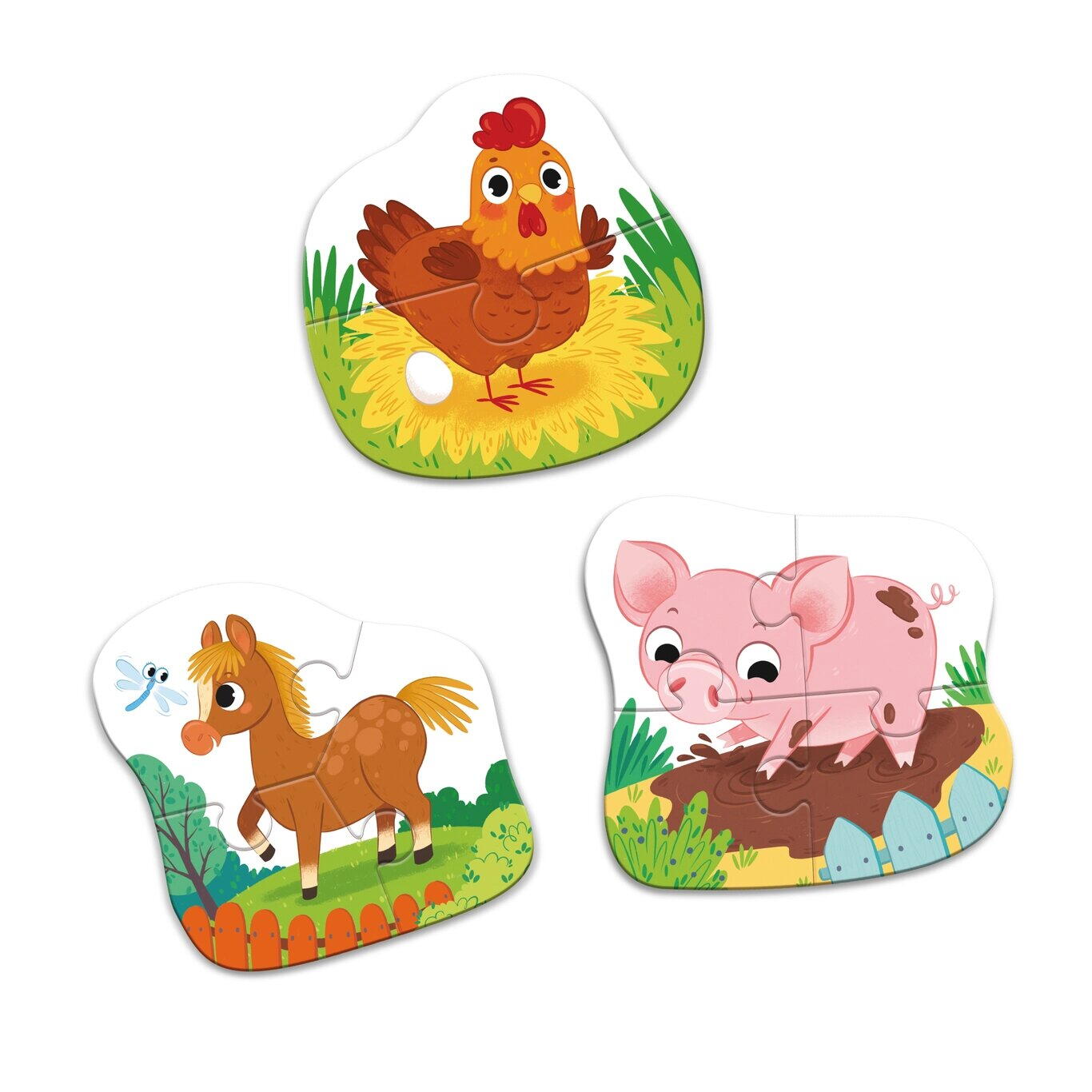 PUZZLE 3 IN 1 - O ZI LA FERMA (2,3,4 PIESE) - DODO (DO300394) - Libelula Vesela - Jucarii
