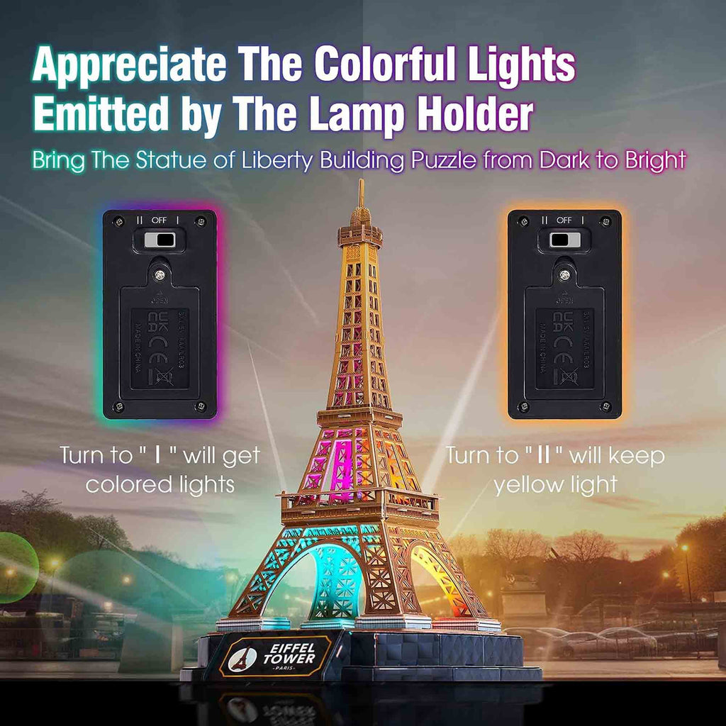 PUZZLE 3D TURNUL EIFFEL EDITIE LUMINOASA 51 PIESE - CUBICFUN (CUL534h) - Libelula Vesela - Jucarii