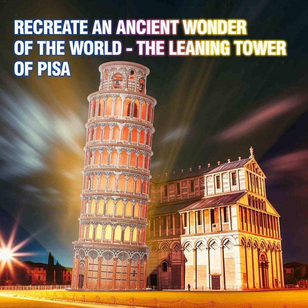 PUZZLE 3D TURNUL DIN PISA EDITIE LUMINOASA 42 PIESE - CUBICFUN (CUL535h) - Libelula Vesela - Jucarii
