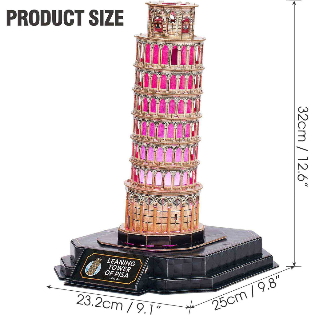 PUZZLE 3D TURNUL DIN PISA EDITIE LUMINOASA 42 PIESE - CUBICFUN (CUL535h) - Libelula Vesela - Jucarii
