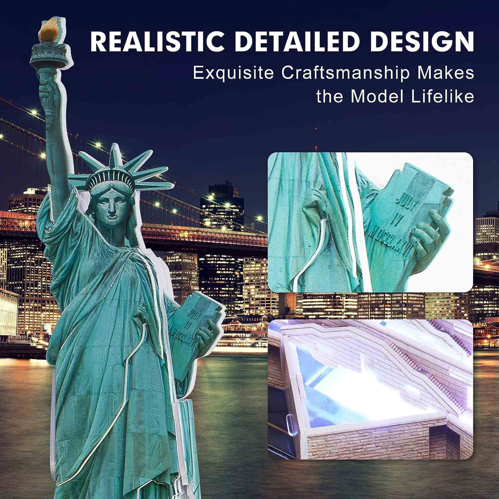 PUZZLE 3D STATUIA LIBERTATII EDITIE LUMINOASA 79 PIESE - CUBICFUN (CUL536h) - Libelula Vesela - Jucarii