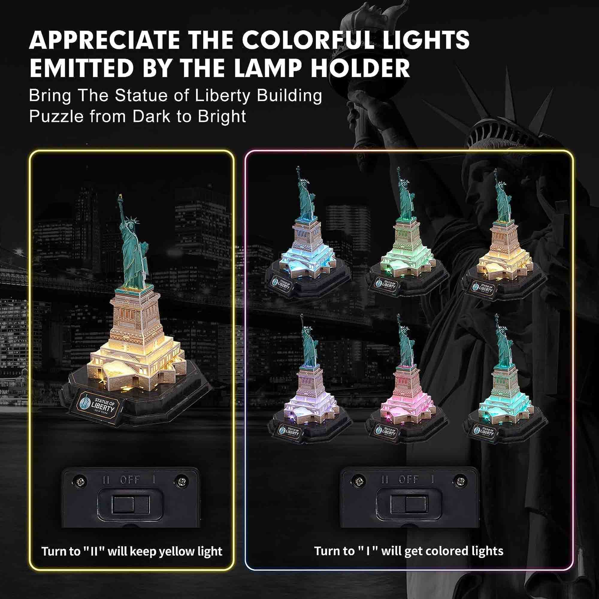 PUZZLE 3D STATUIA LIBERTATII EDITIE LUMINOASA 79 PIESE - CUBICFUN (CUL536h) - Libelula Vesela - Jucarii