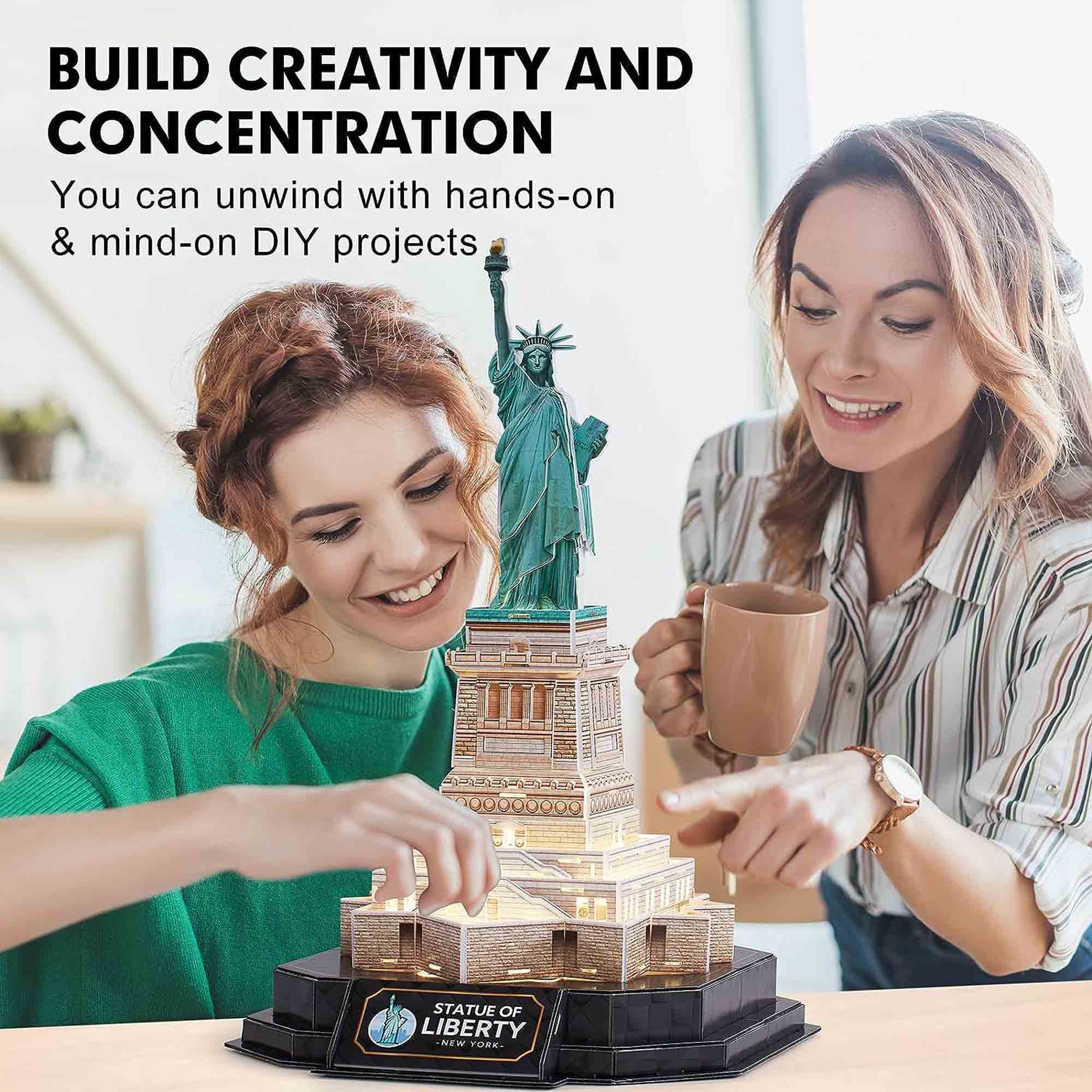 PUZZLE 3D STATUIA LIBERTATII EDITIE LUMINOASA 79 PIESE - CUBICFUN (CUL536h) - Libelula Vesela - Jucarii