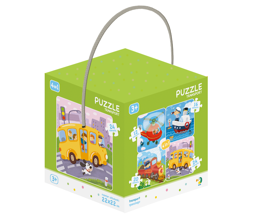 PUZZLE 4 IN 1 - VEHICULE (12, 16, 20, 24 PIESE) - DODO (DO300132) - Libelula Vesela - Jucarii