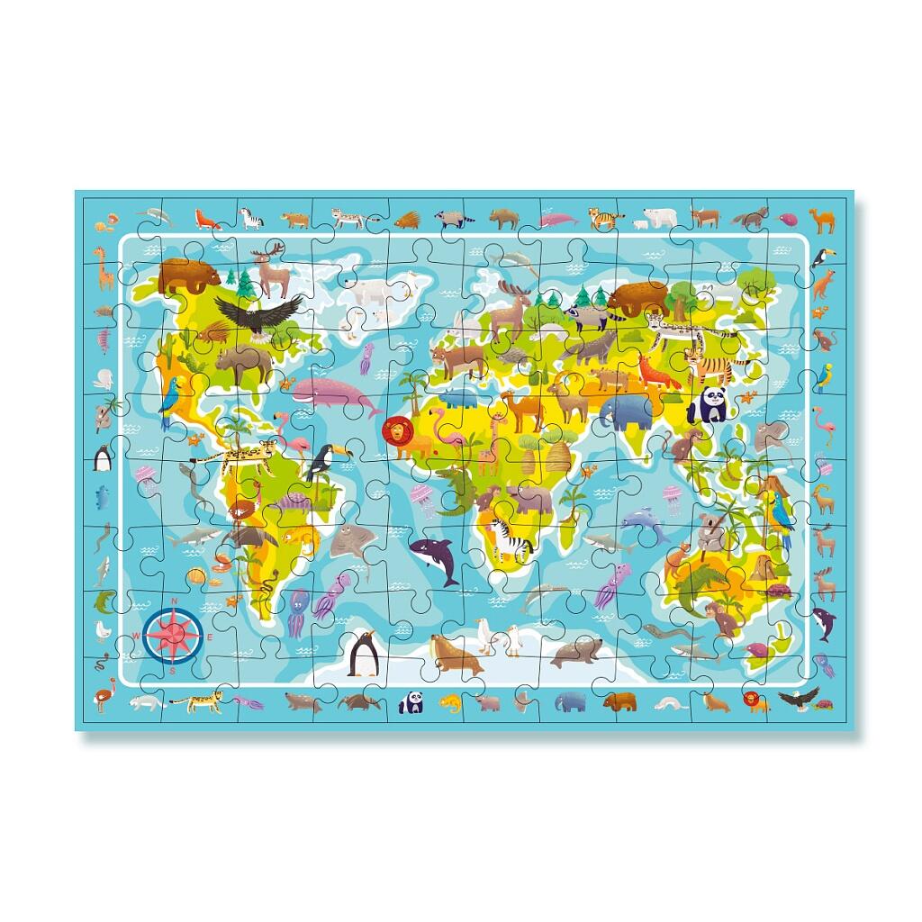 PUZZLE - HARTA ANIMALELOR LUMII (80 PIESE) - DODO (DO300133) - Libelula Vesela - Jucarii