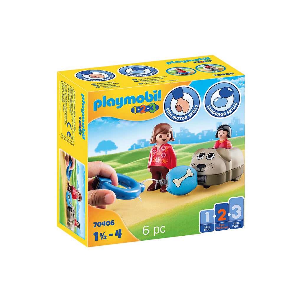 MAMA SI FETITA CU MASINUTA CATEL - PLAYMOBIL 1.2.3 (PM70406) - Libelula Vesela - Jucarii