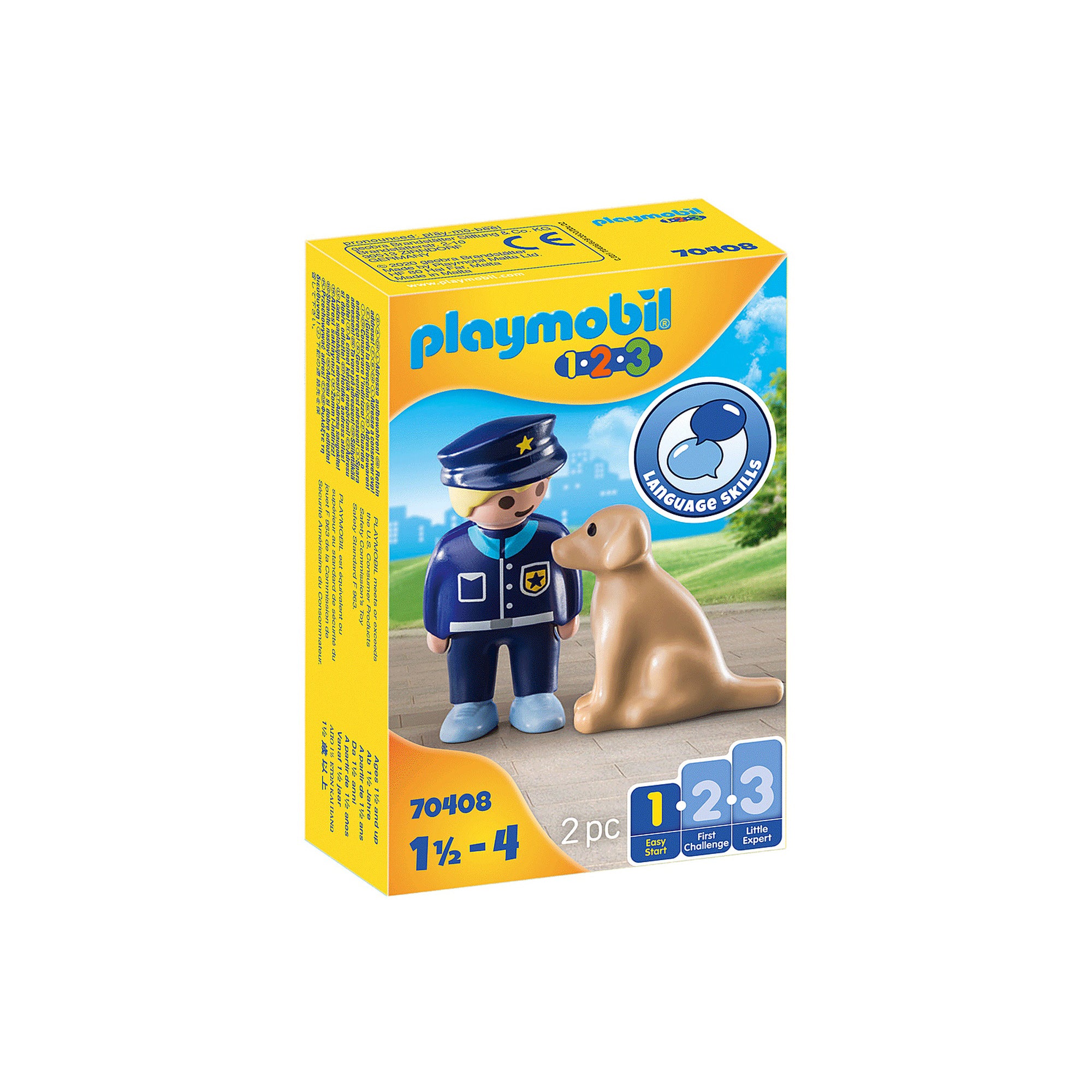 POLITIST CU CATEL - PLAYMOBIL 1.2.3 (PM70408) - Libelula Vesela - Jucarii