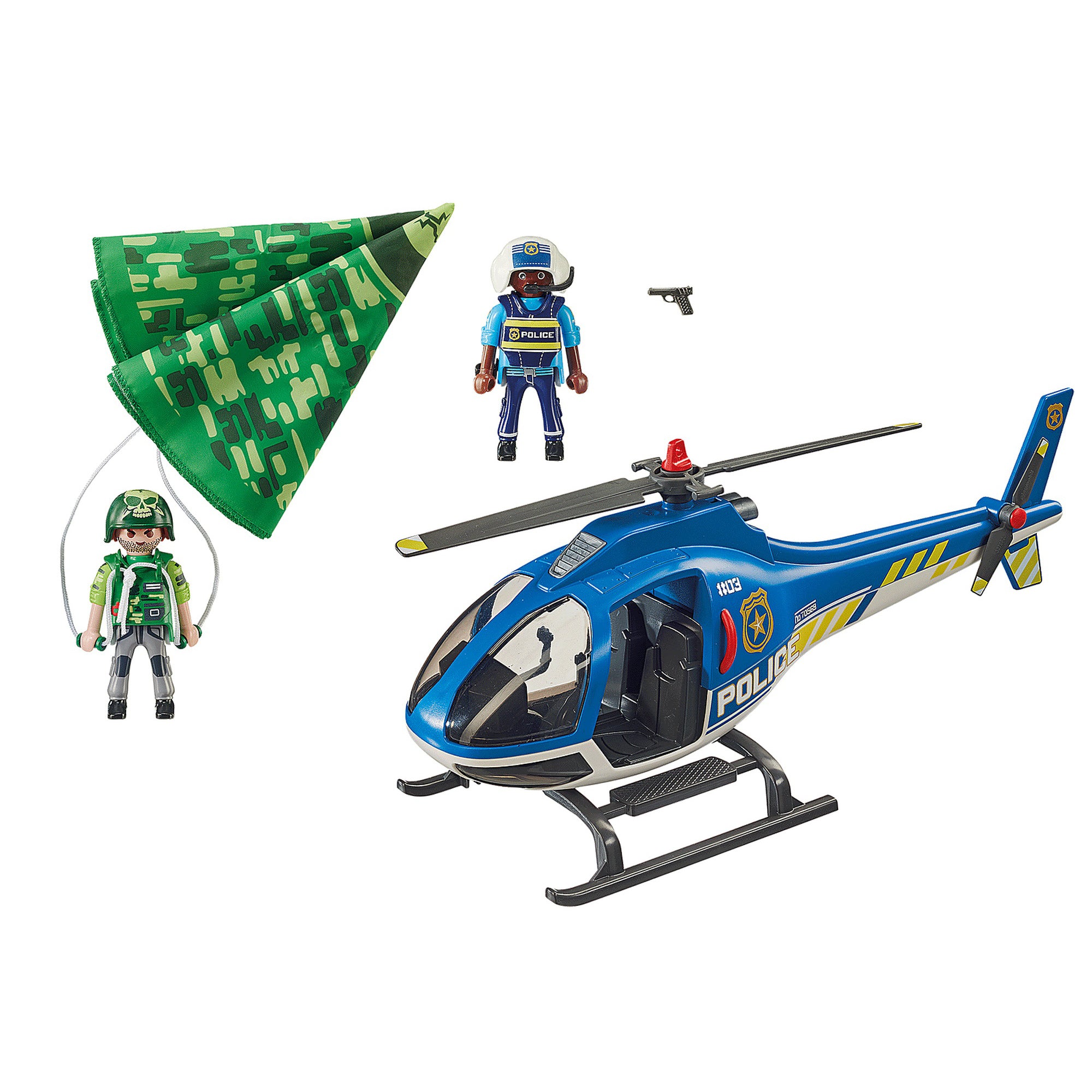 ELICOPTER DE POLITIE SI PARASUTIST - PLAYMOBIL (PM70569) - Libelula Vesela - Jucarii