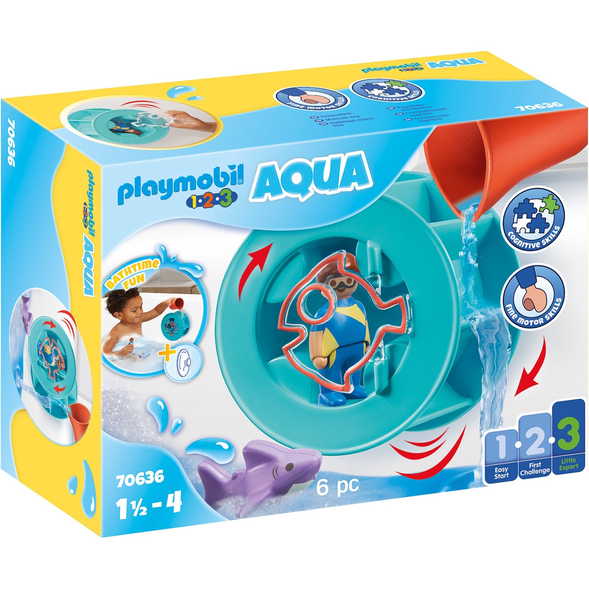 ROATA DE APA CU PUI DE RECHIN - PLAYMOBIL 1.2.3 (PM70636) - Libelula Vesela - Jucarii
