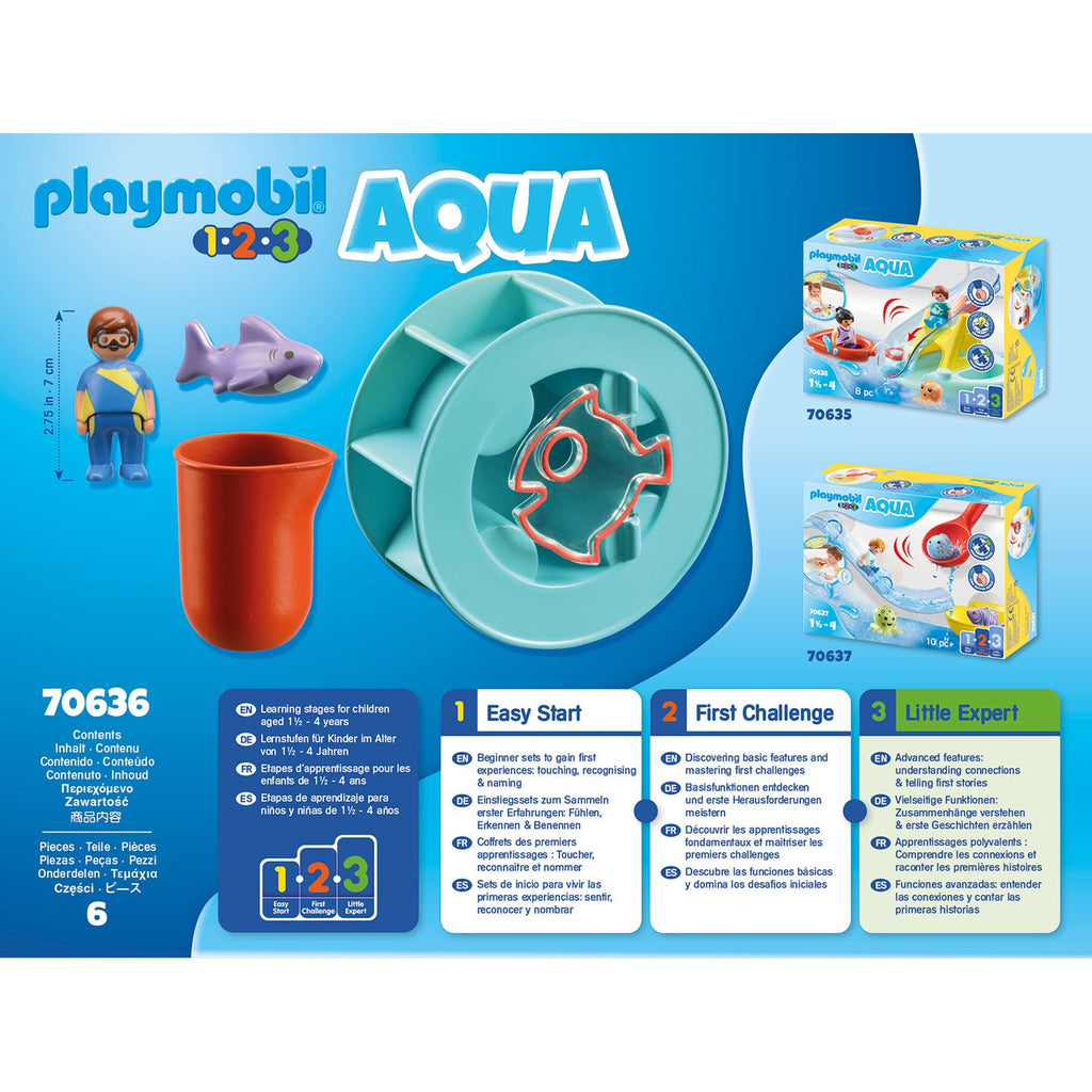 ROATA DE APA CU PUI DE RECHIN - PLAYMOBIL 1.2.3 (PM70636) - Libelula Vesela - Jucarii