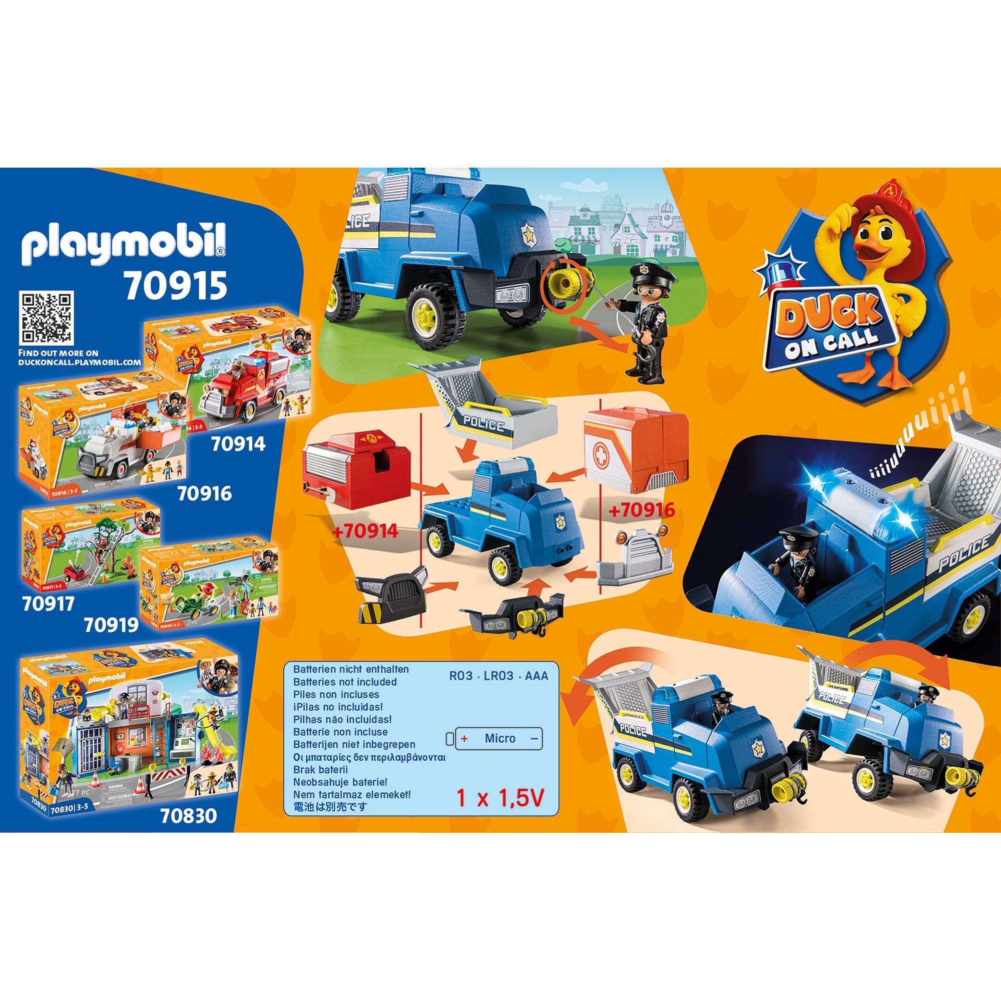 MASINA DE POLITIE - PLAYMOBIL DUCK ON CALL (PM70915) - Libelula Vesela - Jucarii