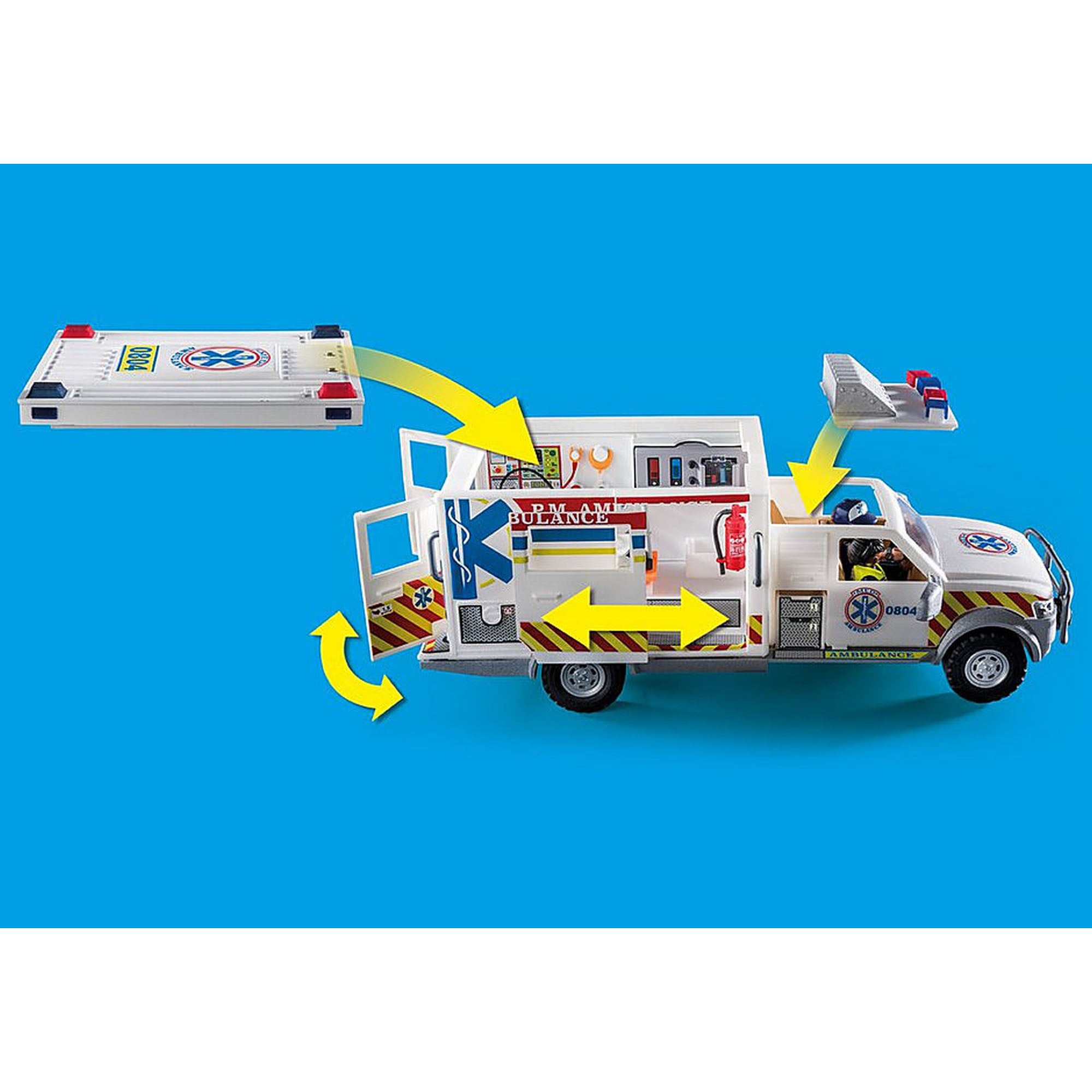 AMBULANTA CU LUMINI SI SUNETE - PLAYMOBIL CITY ACTION (PM70936) - Libelula Vesela - Jucarii