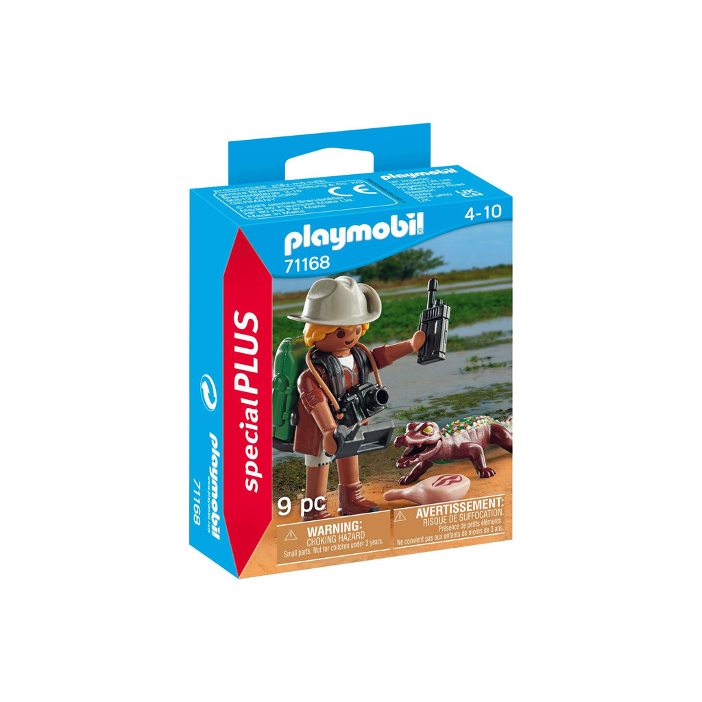 FIGURINA CERCETATOR CU ALIGATOR - PLAYMOBIL FIGURES (PM71168) - Libelula Vesela - Jucarii