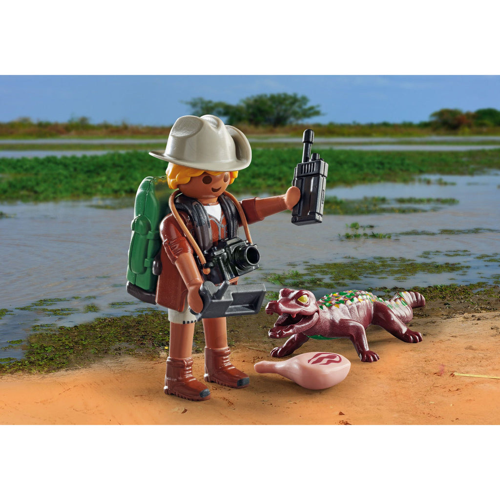 FIGURINA CERCETATOR CU ALIGATOR - PLAYMOBIL FIGURES (PM71168) - Libelula Vesela - Jucarii