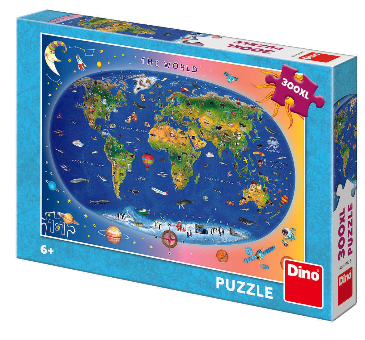 PUZZLE XL - HARTA LUMII (300 PIESE) - DINO TOYS (472136) - Libelula Vesela - Jucarii