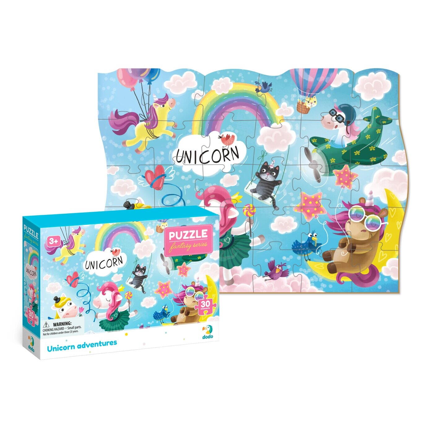 PUZZLE - AVENTURILE MAGICE ALE UNICORNILOR (30 PIESE) - DODO (DO300416) - Libelula Vesela - Jucarii