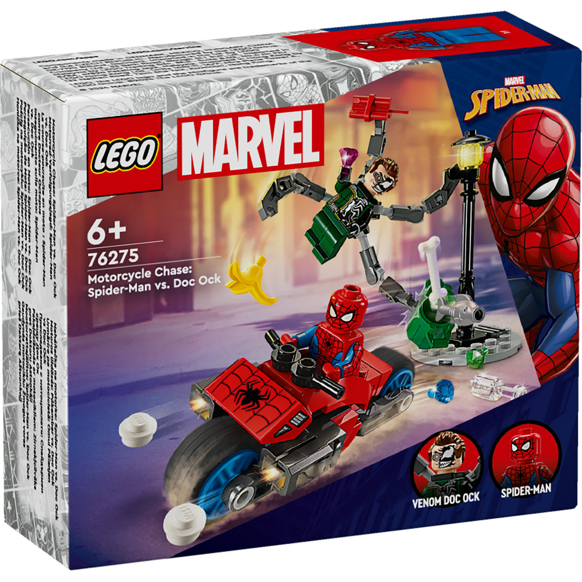URMARIRE PE MOTOCICLETA: OMUL PAIANJEN VS DOC OCK - LEGO MARVEL SUPER HEROES - LEGO (76275) - Libelula Vesela - Jucarii