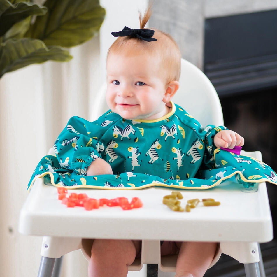 BAVETA CU MANECI SI VENTUZE - ZEBRE VESELE - TIDY TOT (CCDZ) - Libelula Vesela - Puericultura