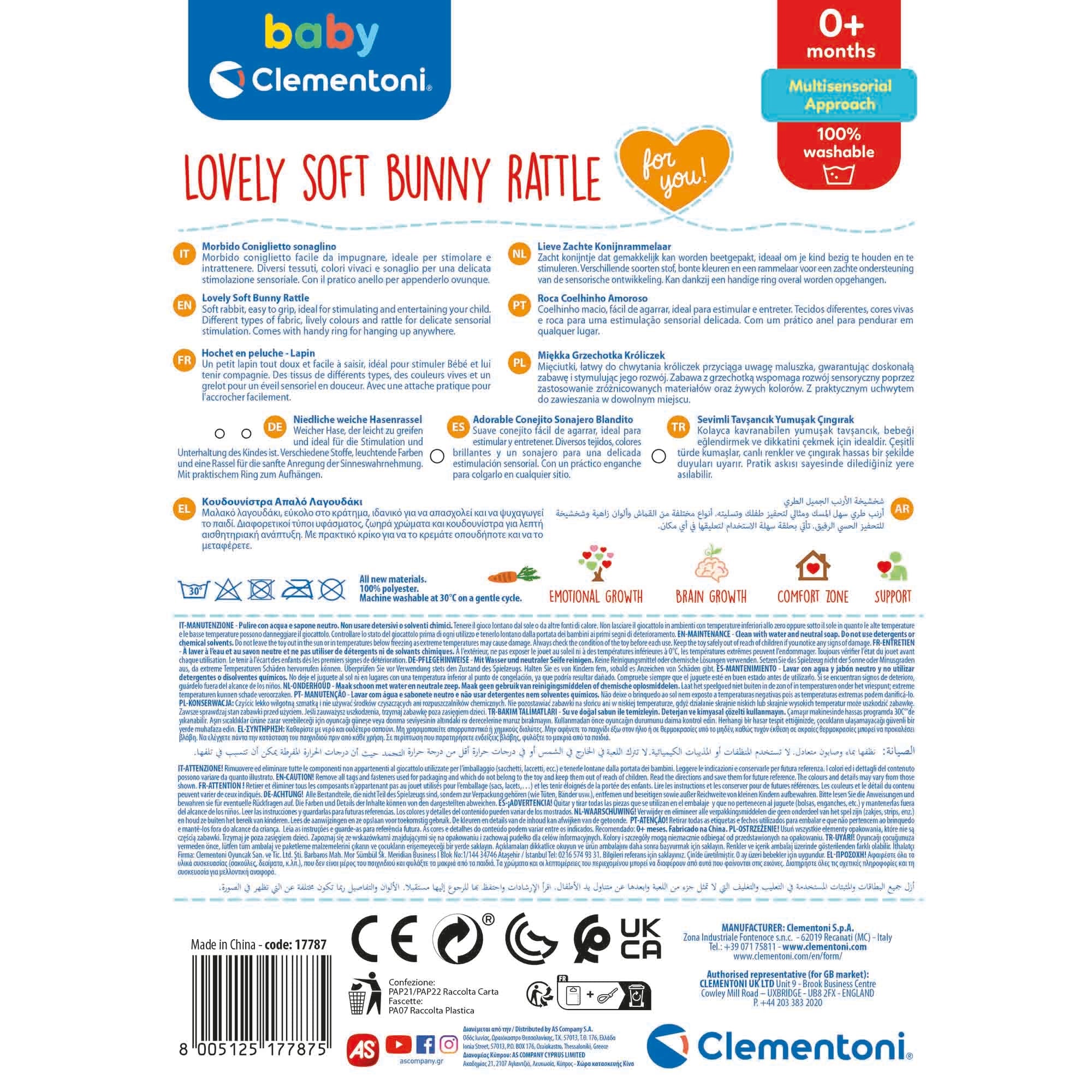 BABY CLEMENTONI - ZORNAITOARE DE PLUS IEPURAS - CLEMENTONI (CL17787) - Libelula Vesela - Jucarii