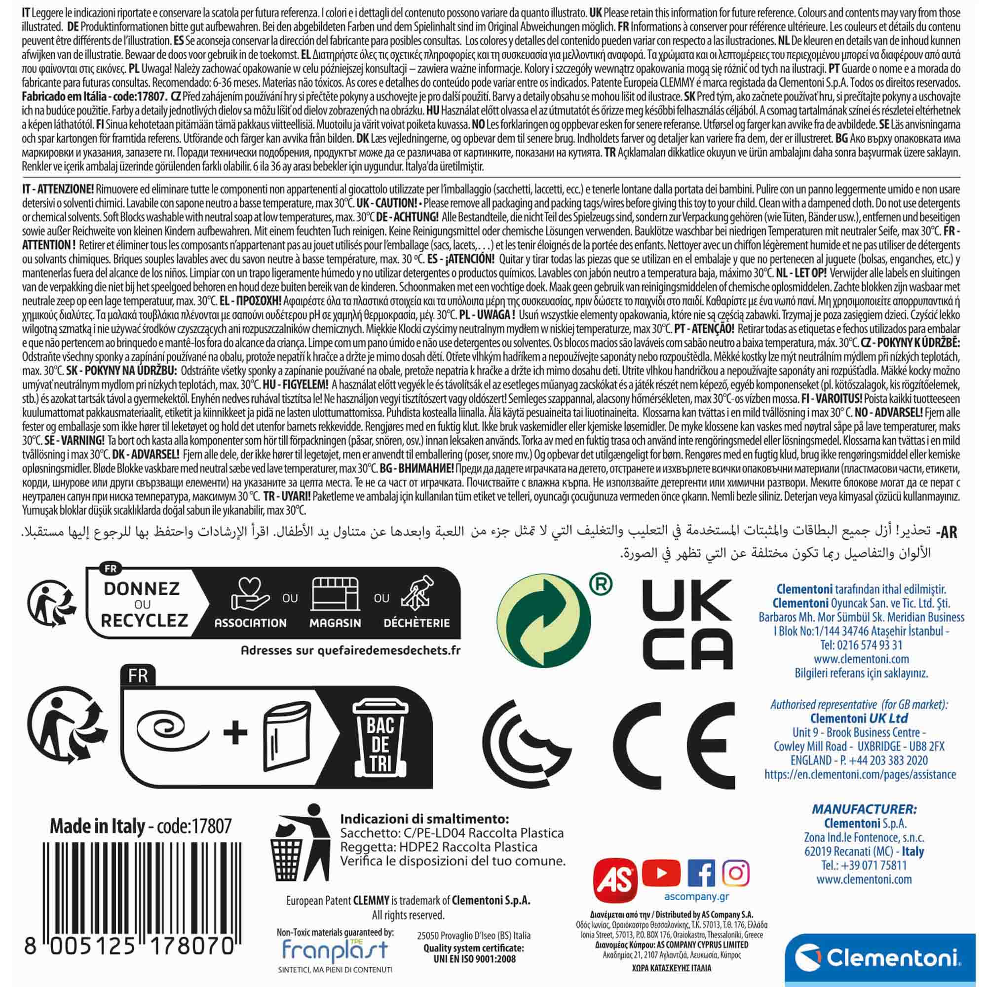 CLEMMY - SET 15 CUBURI IN CUTIE - CLEMENTONI (CL17807) - Libelula Vesela - Jucarii