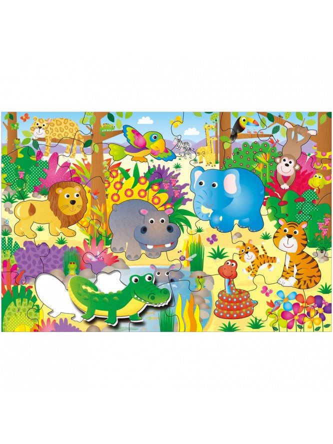 GIANT FLOOR PUZZLE: JUNGLA (30 PIESE) (A0858B) - Libelula Vesela - Jucarii