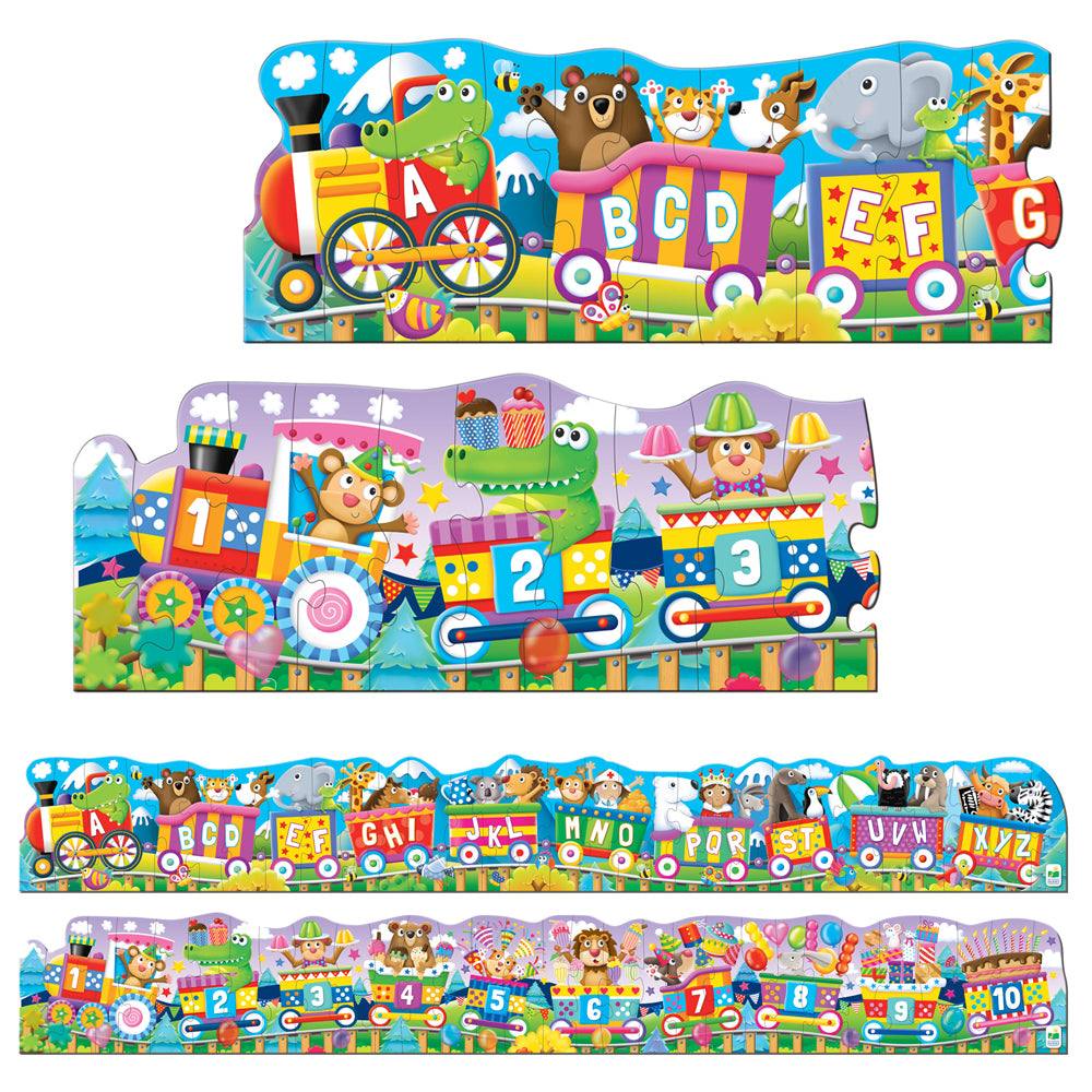 SET 2 PUZZLE-URI TRENUL URIAS CU NUMERE SI LITERE - ENG - THE LEARNING JOURNEY (TLJ854631) - Libelula Vesela - Jucarii