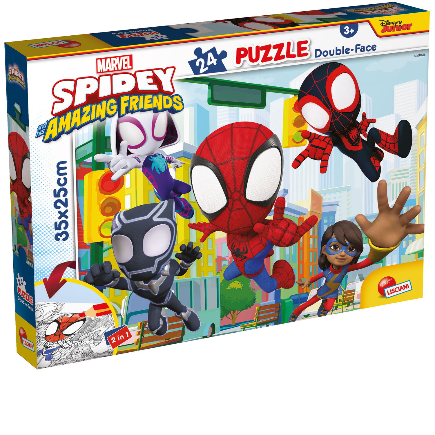 PUZZLE DE COLORAT - PAIENJENELUL MARVEL ȘI PRIETENII LUI UIMITORI (24 DE PIESE) - LISCIANI (L99603) - Libelula Vesela - Jucarii