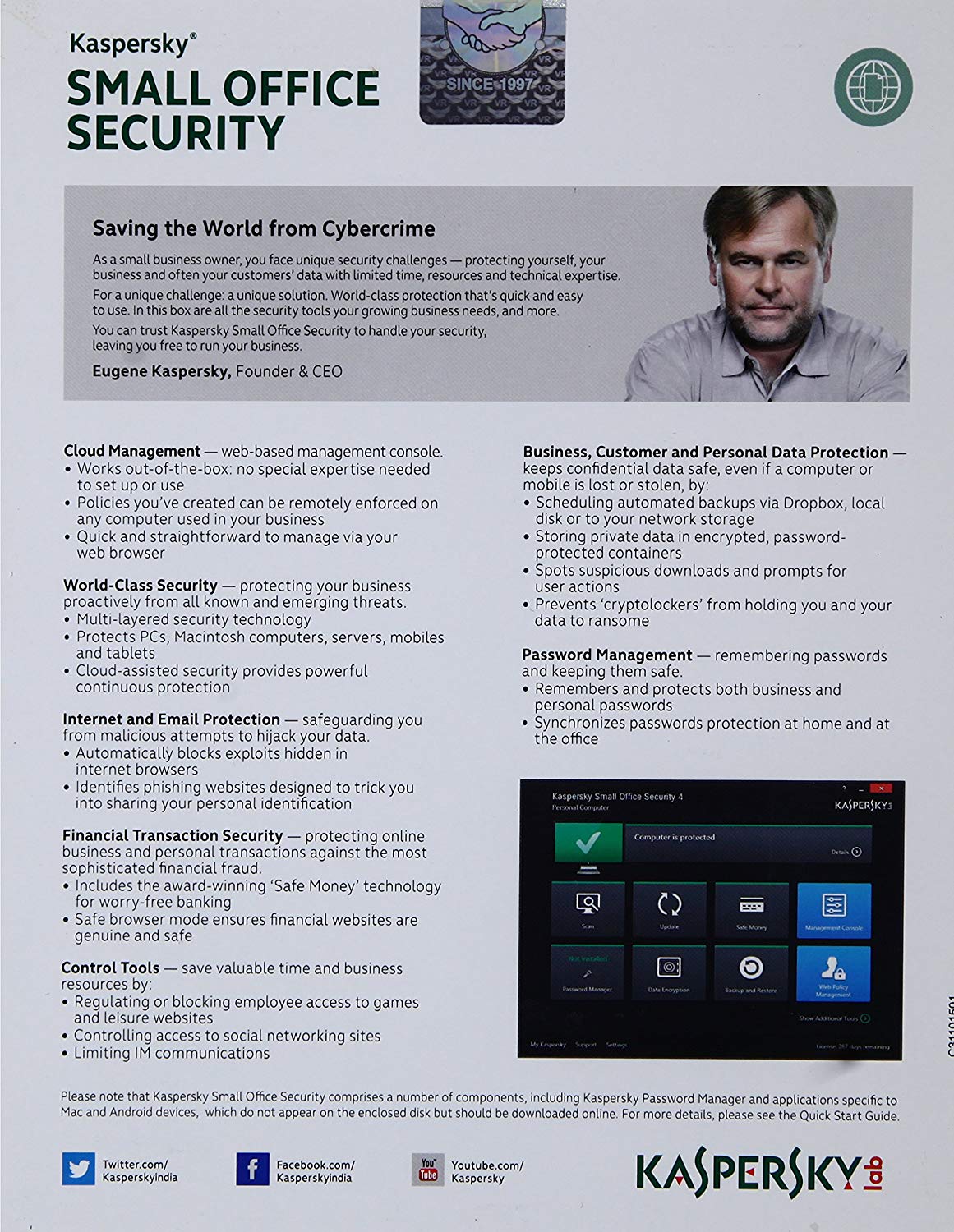 KASPERSKY SMALL OFFICE SECURITY (5 DEVICES, 12 MONTHS) - OFFICIAL WEBSITE - MULTILANGUAGE - WORLDWIDE - PC - Libelula Vesela - Jocuri video