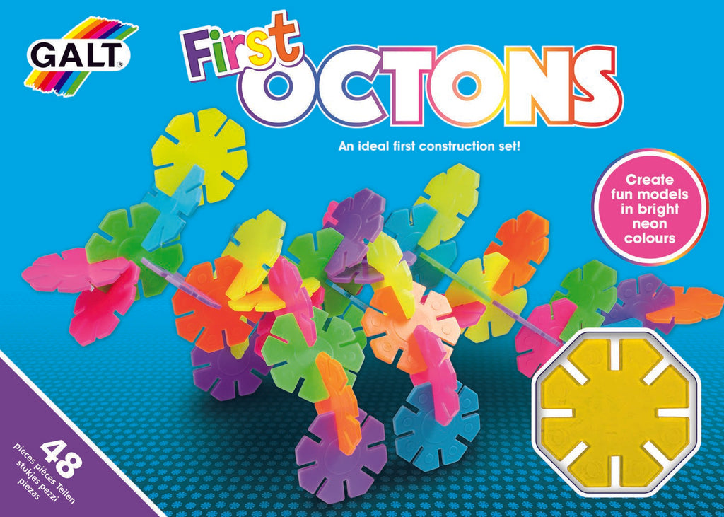 SET DE CONSTRUIT - FIRST OCTONS - 48 PIESE - GALT (A0576L) - Libelula Vesela - Jucarii