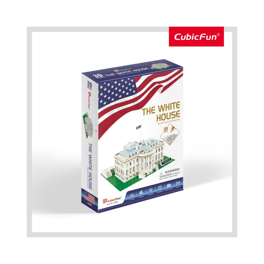 PUZZLE 3D CASA ALBA (NIVEL MEDIU 56 PIESE)  - CUBICFUN (CUC060H) - Libelula Vesela - Jucarii