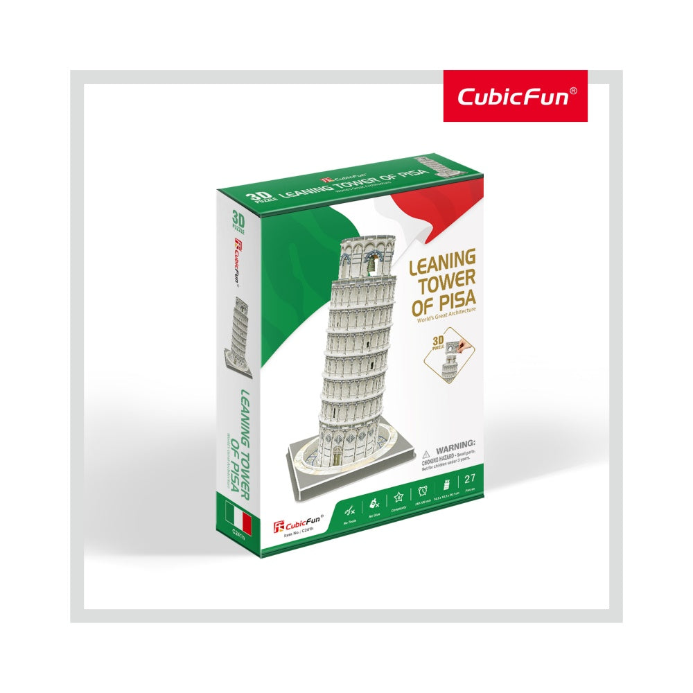 PUZZLE 3D TURNUL DIN PISA (NIVEL MEDIU 27 PIESE)  - CUBICFUN (CUC241H) - Libelula Vesela - Jucarii