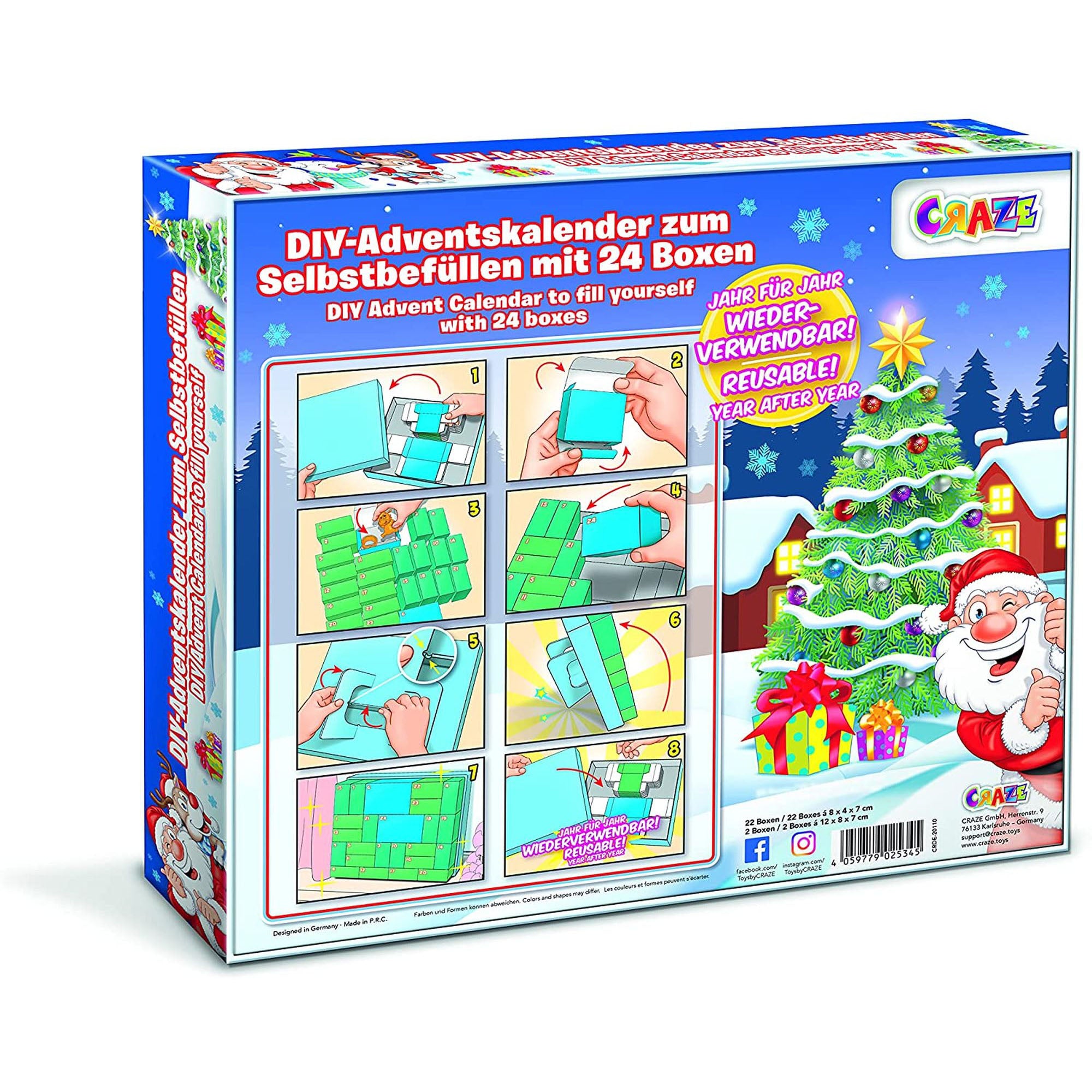 CALENDAR CRACIUN - MOS CRACIUN SI REN - CRAZE (CRZ25345) - Libelula Vesela - Jucarii