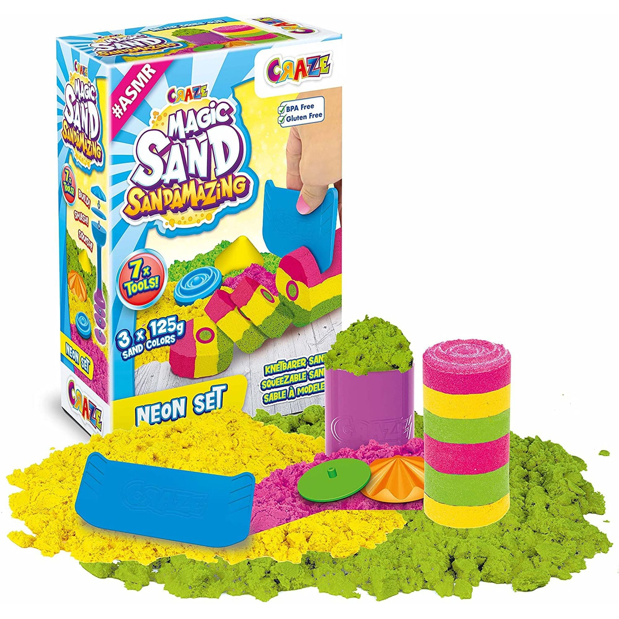 CRAZE - NISIP KINETIC - SET JOACA NEON - CRAZE (CRZ32374) - Libelula Vesela - Jucarii