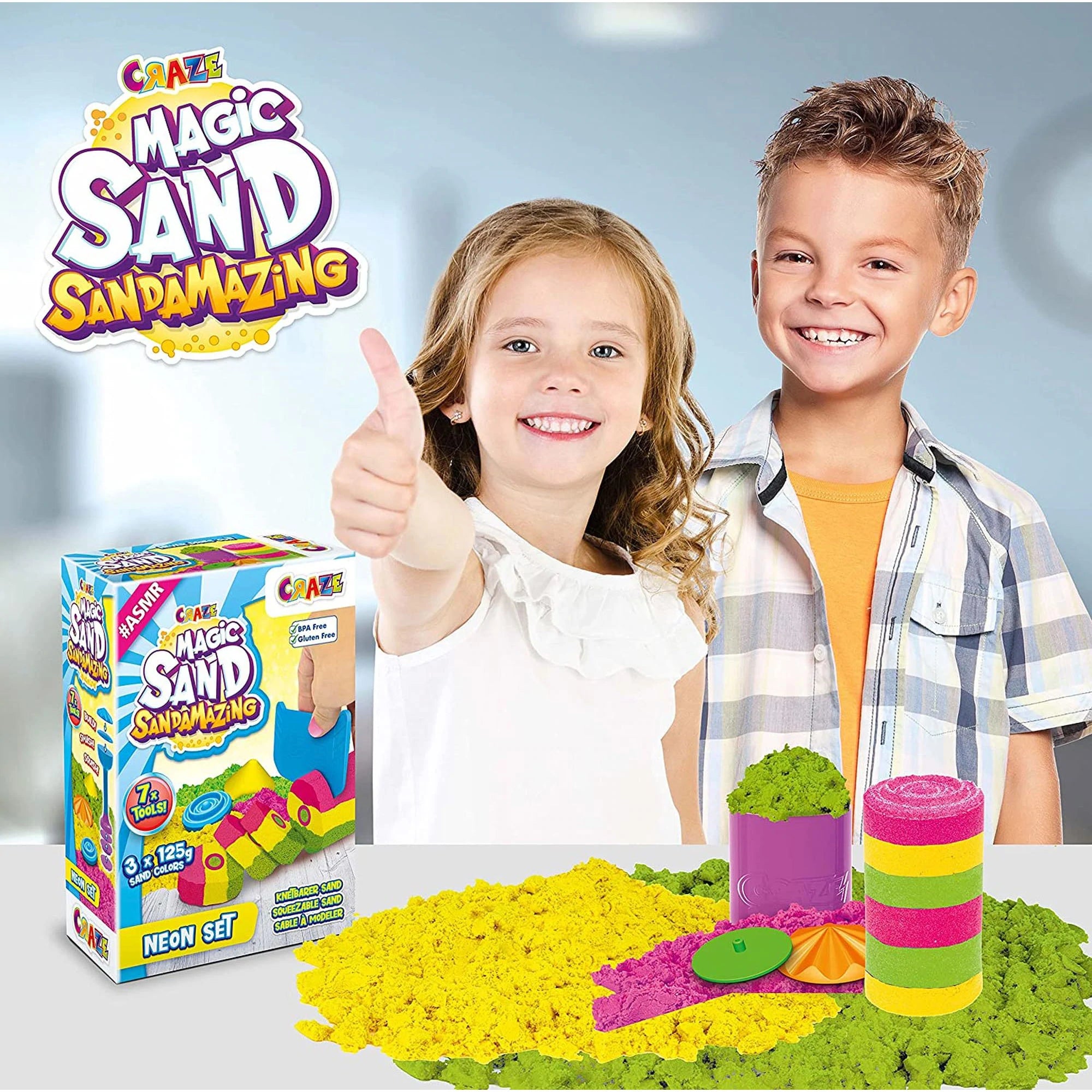 CRAZE - NISIP KINETIC - SET JOACA NEON - CRAZE (CRZ32374) - Libelula Vesela - Jucarii