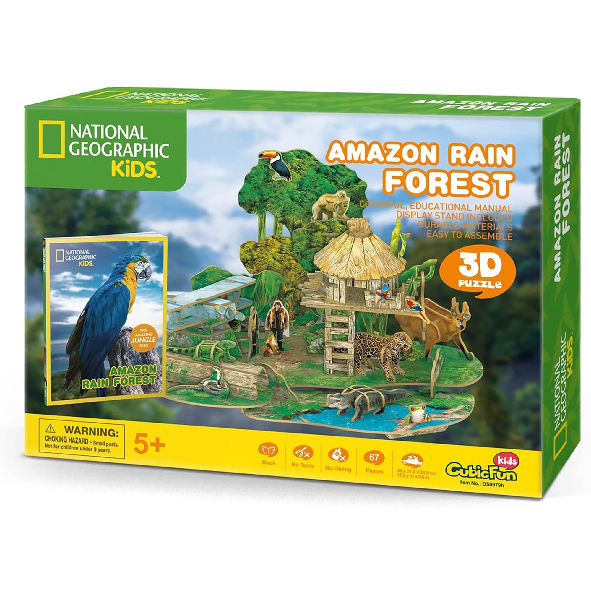 PUZZLE 3D + BROSURA - PADURE AMAZONIANA - 67 PIESE - CUBICFUN (DS0979h) - Libelula Vesela - Jucarii