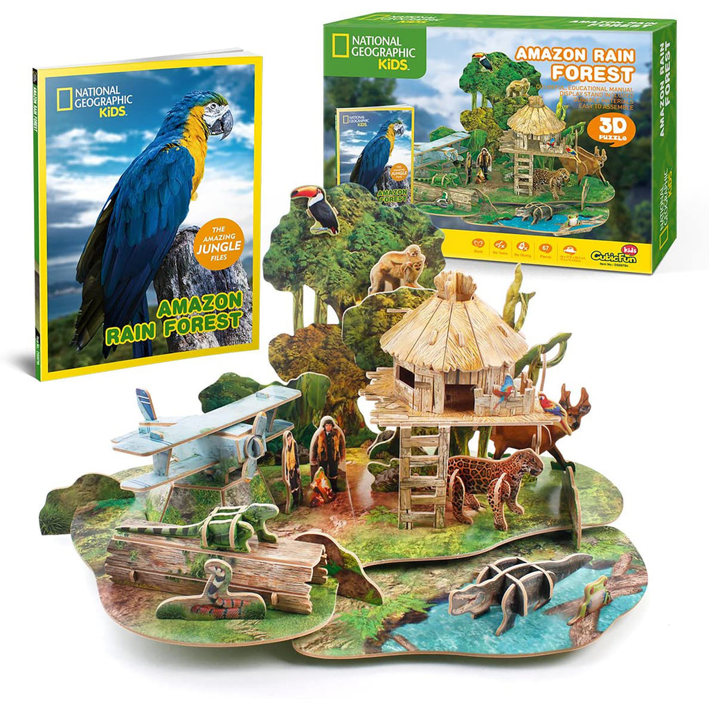 PUZZLE 3D + BROSURA - PADURE AMAZONIANA - 67 PIESE - CUBICFUN (DS0979h) - Libelula Vesela - Jucarii