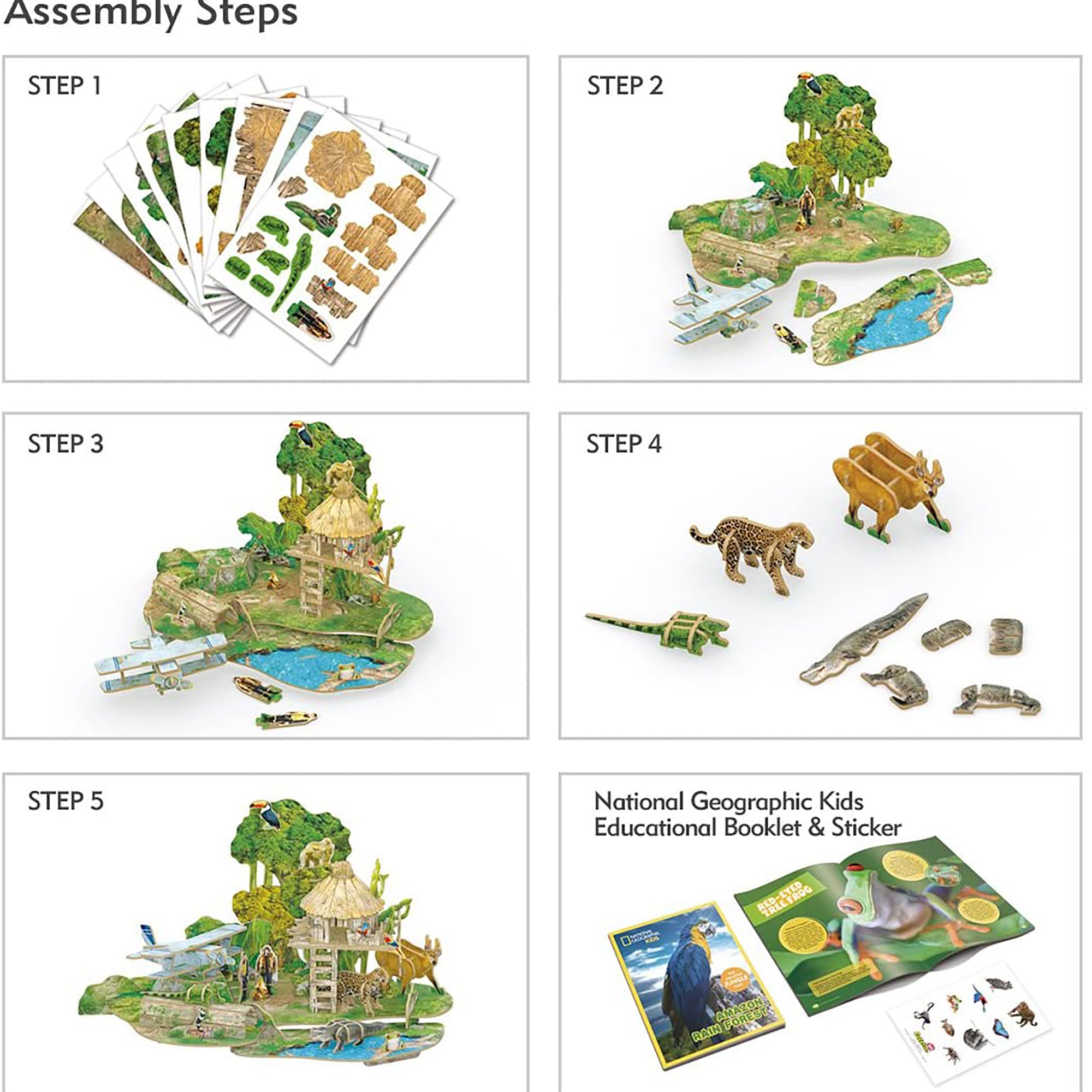 PUZZLE 3D + BROSURA - PADURE AMAZONIANA - 67 PIESE - CUBICFUN (DS0979h) - Libelula Vesela - Jucarii