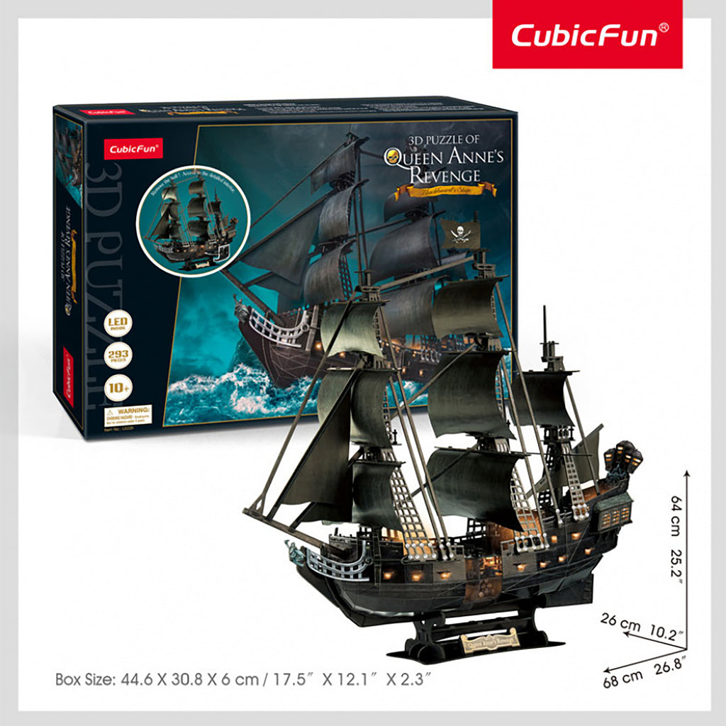 PUZZLE 3D LED NAVA QUEEN ANNE - 293 PIESE - CUBICFUN (L522h) - Libelula Vesela - Jucarii