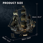 PUZZLE 3D LED NAVA QUEEN ANNE - 293 PIESE - CUBICFUN (L522h) - Libelula Vesela - Jucarii