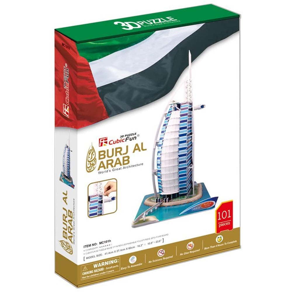 PUZZLE 3D BURJ AL ARAB - NIVEL COMPLEX - 101 PIESE - CUBICFUN (MC101h) - Libelula Vesela - Jucarii